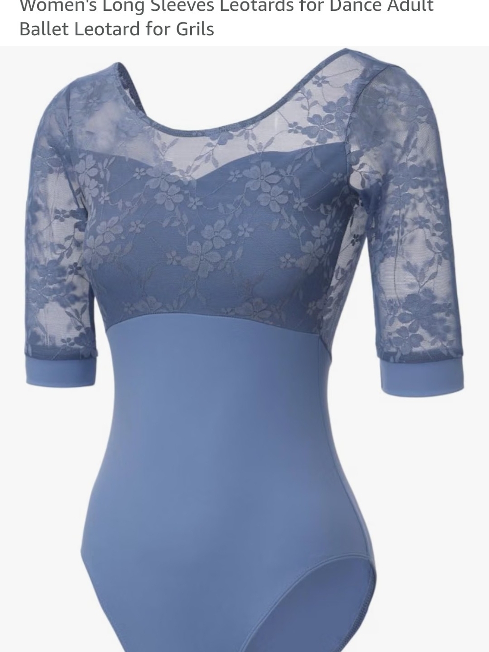 Women's Lace-Top Ballet Leotard in Dusty Blue